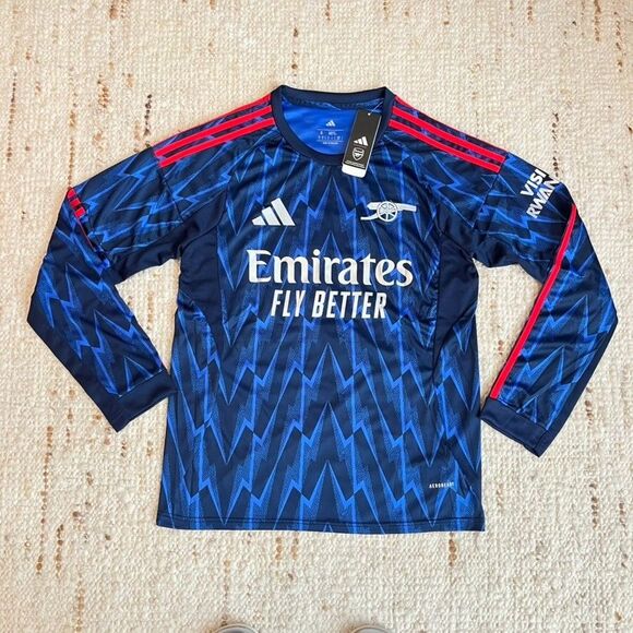 NEW Adidas Arsenal 2025/26 Away Long Sleeve SAKA Jersey Blue Prematch Third Home - Picture 1 of 4